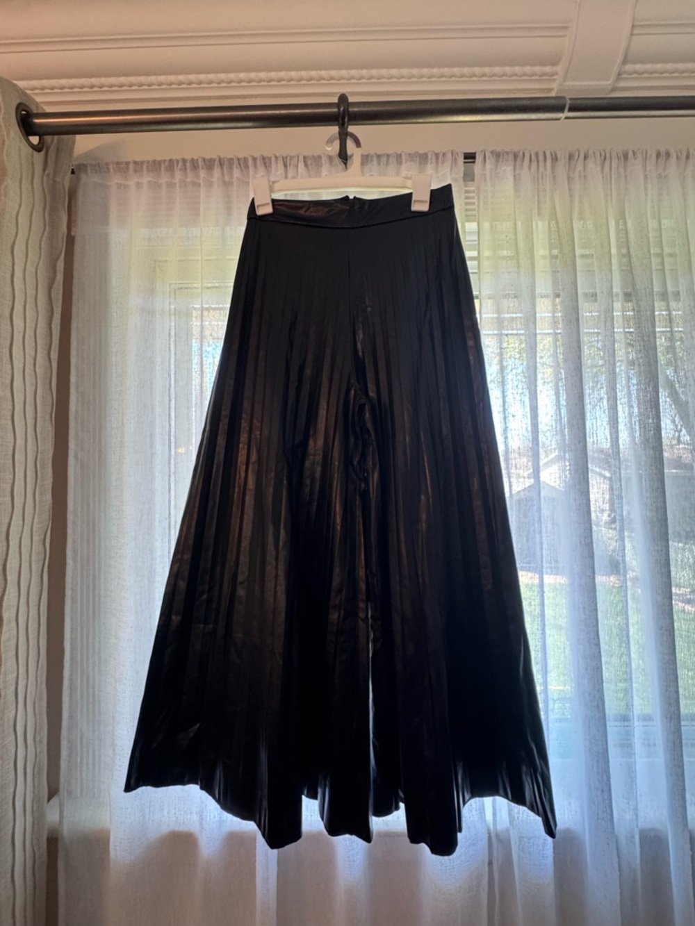 Black Wide-Leg Pleated Palazzo Pants
